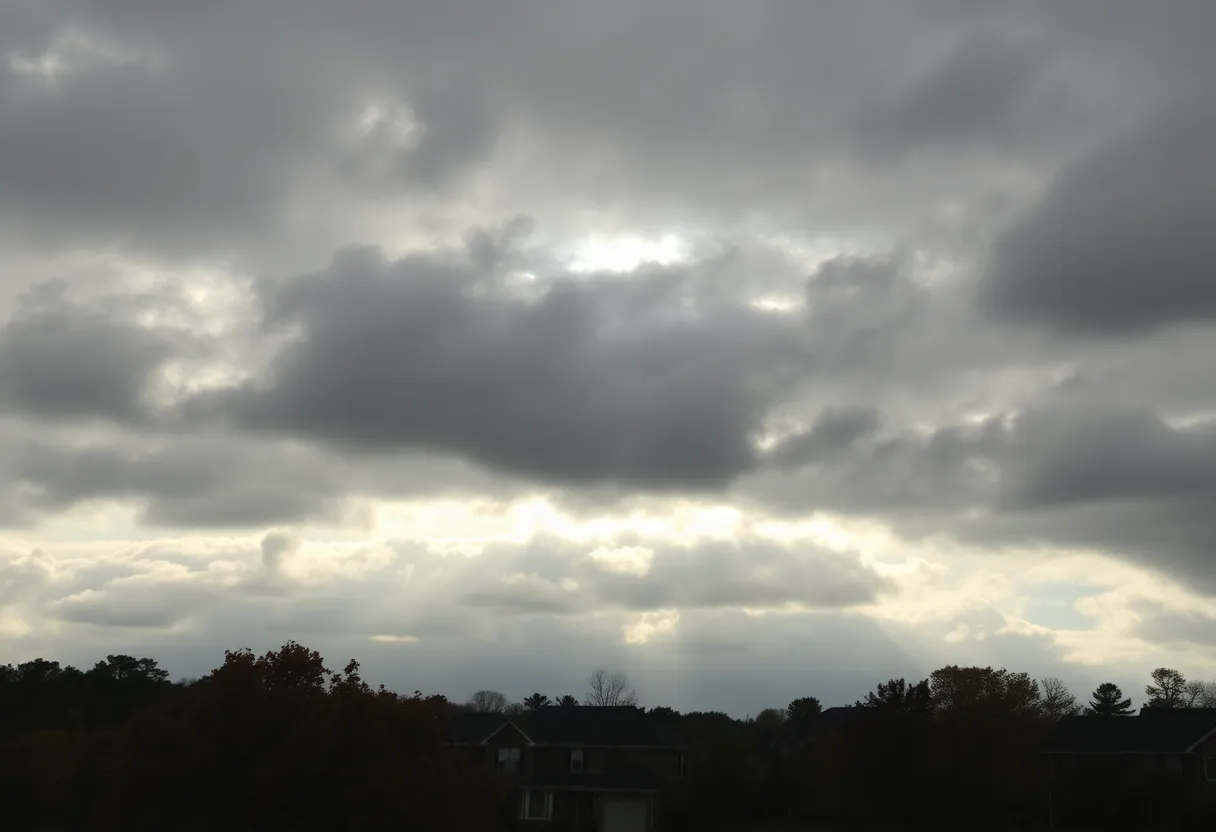 Cloudy sky over Rock Hill neighborhood