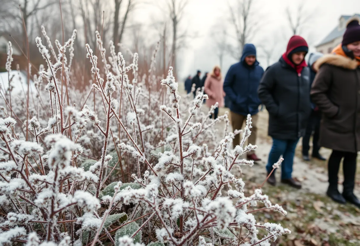Winter landscape in Rock Hill during freeze warning