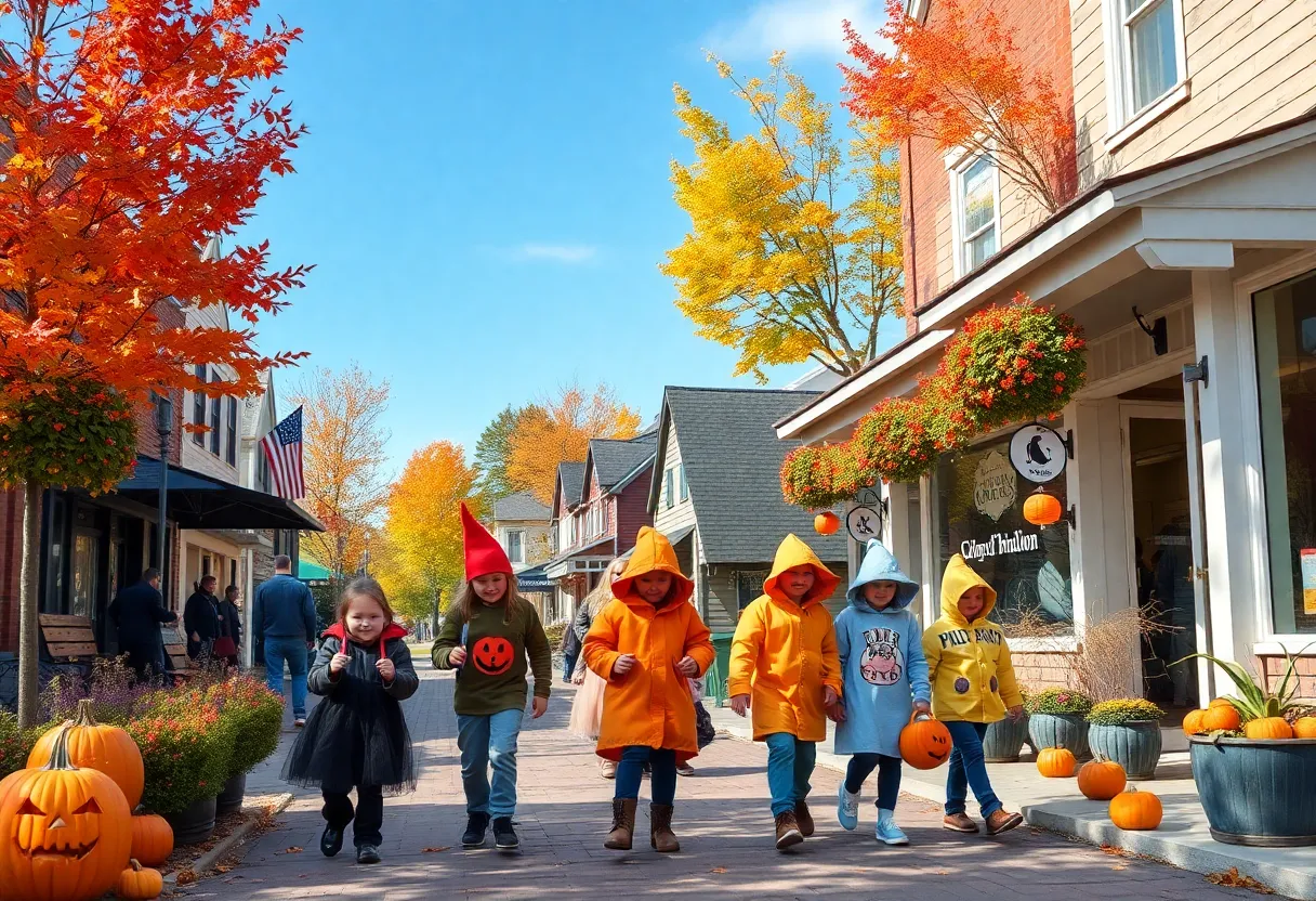 Children enjoying Halloween in Rock Hill under a sunny sky