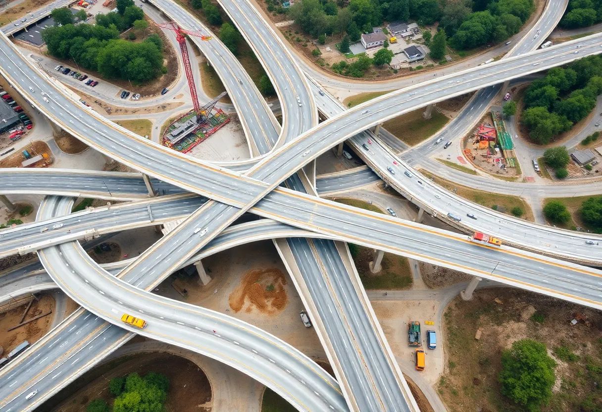 Construction of the Rock Hill interchange upgrade on Interstate 77