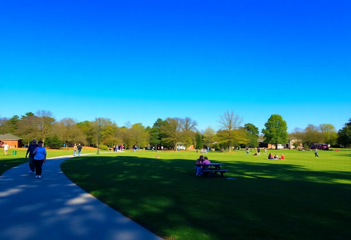 People enjoying a sunny day in Rock Hill, SC in November