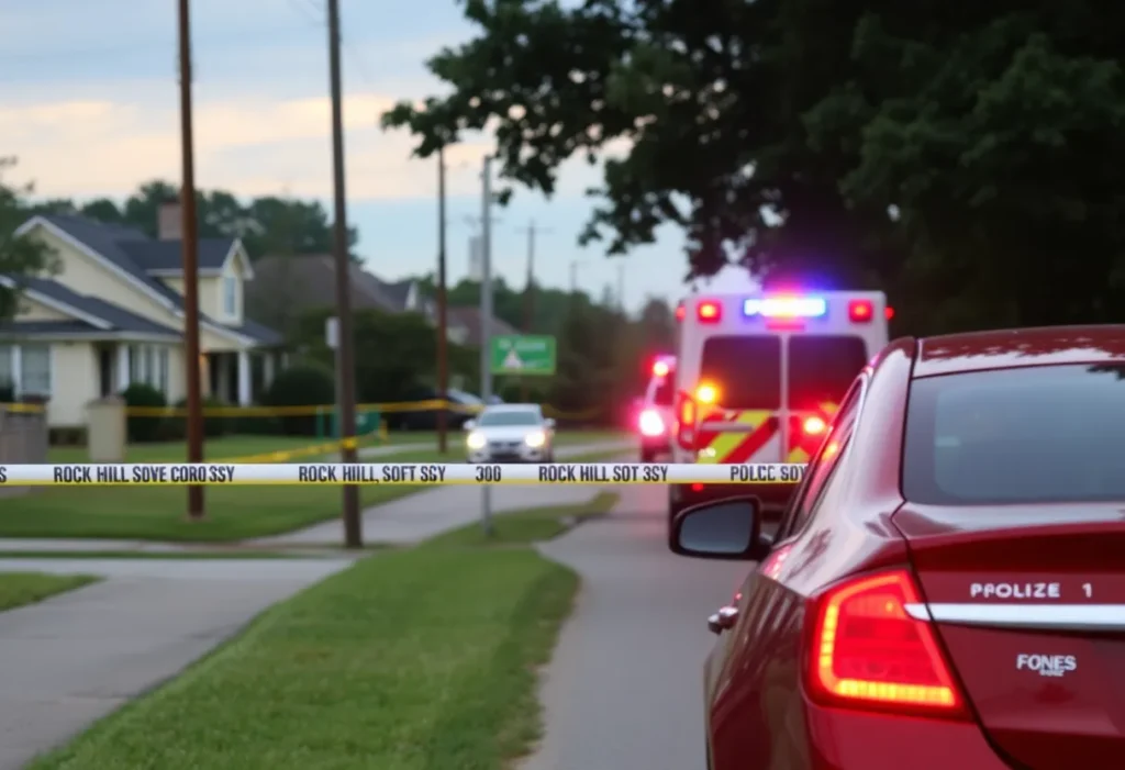 Police and emergency response at a shooting scene in Rock Hill