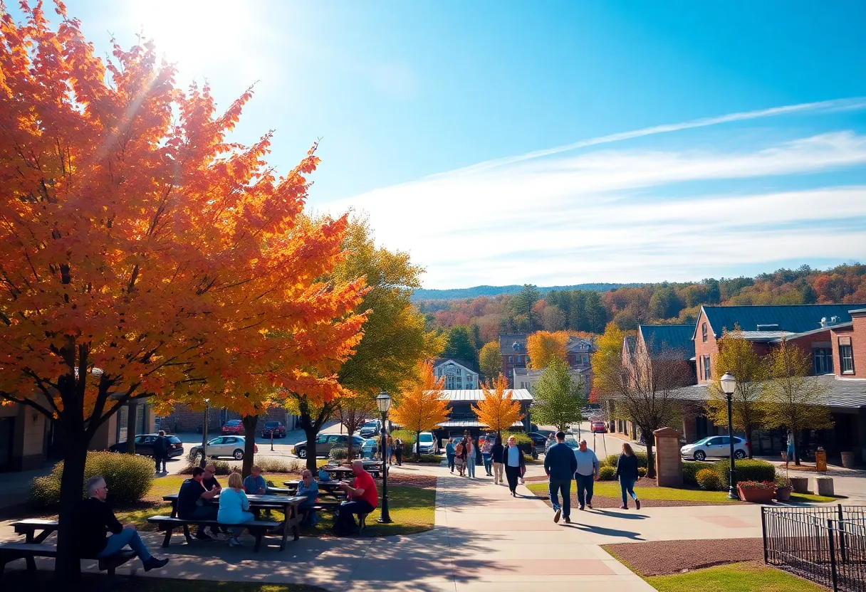 Clear blue sky over Rock Hill, SC, with people enjoying the outdoors.