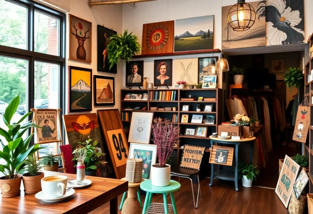 Community hub with café and local art at Rock Hill Vendor Mall