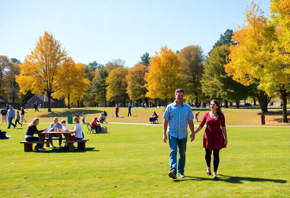 Families and friends enjoying outdoor activities in Rock Hill on a sunny day.
