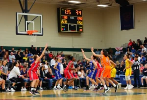 Rock Hill Blue Hawks playing against Joshua High School basketball team.