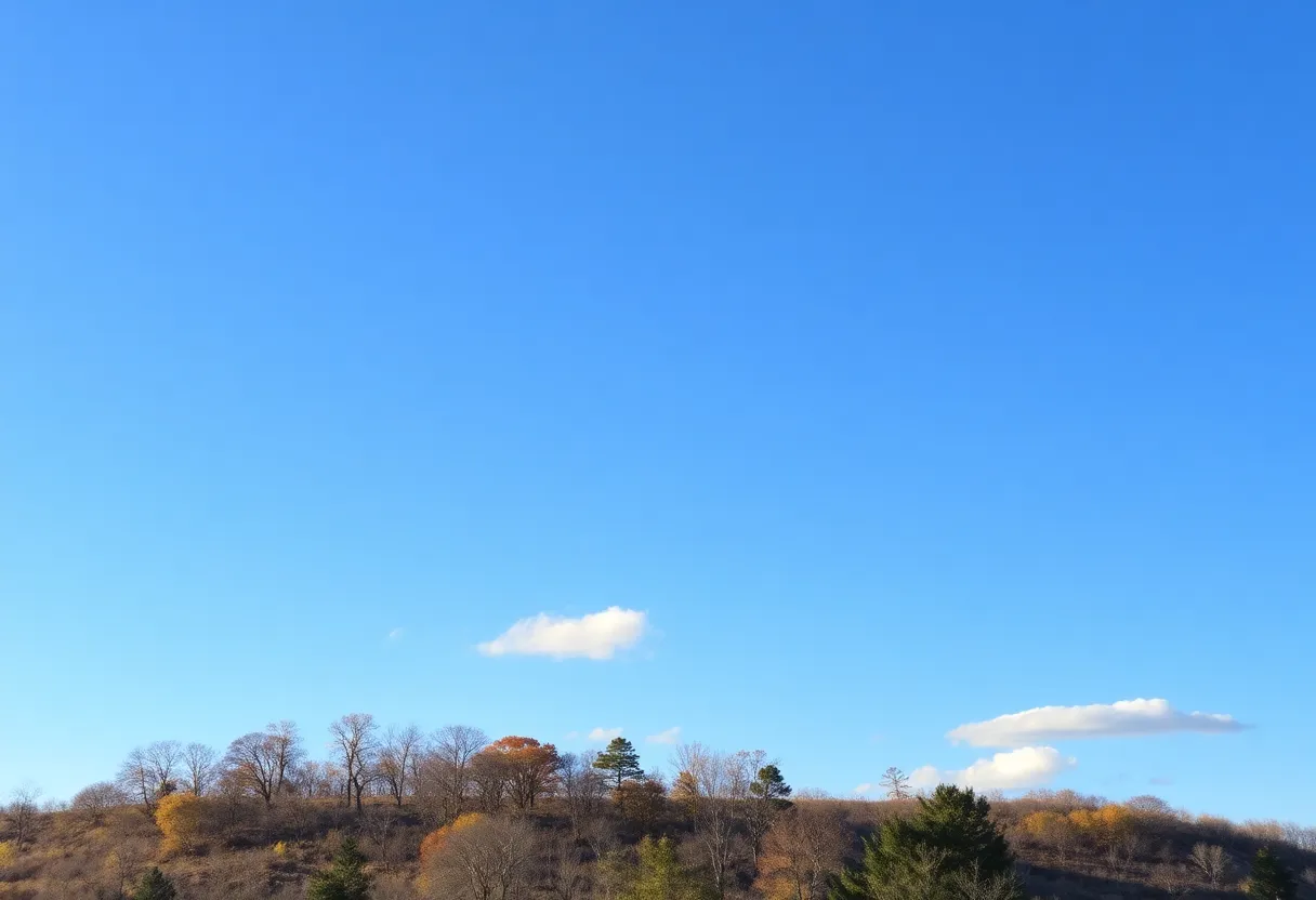 Clear blue skies and light clouds over Rock Hill on a sunny day