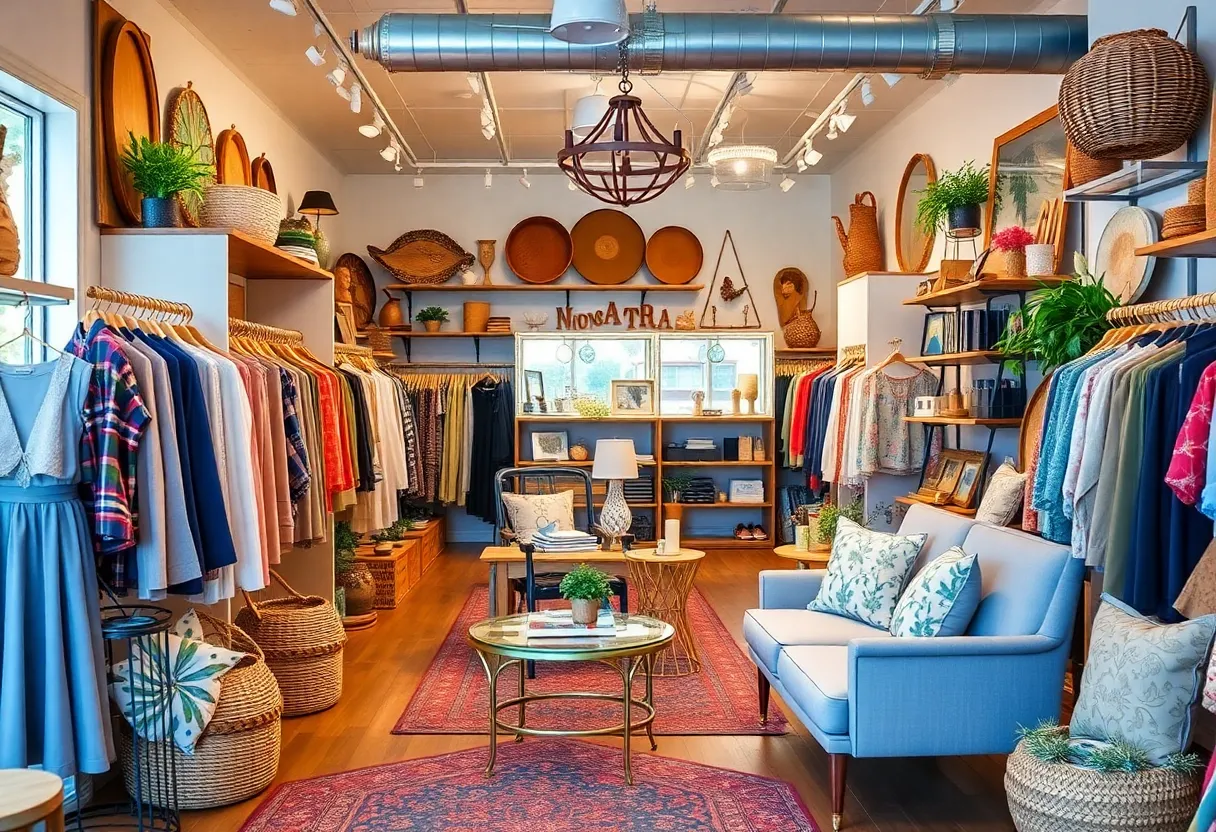 Interior view of The Mercantile showcasing various products and a cozy atmosphere.