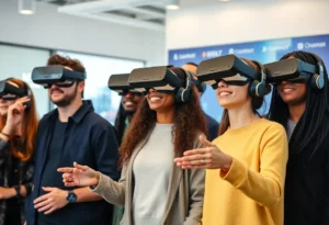 Diverse audience engaging with virtual reality in digital marketing