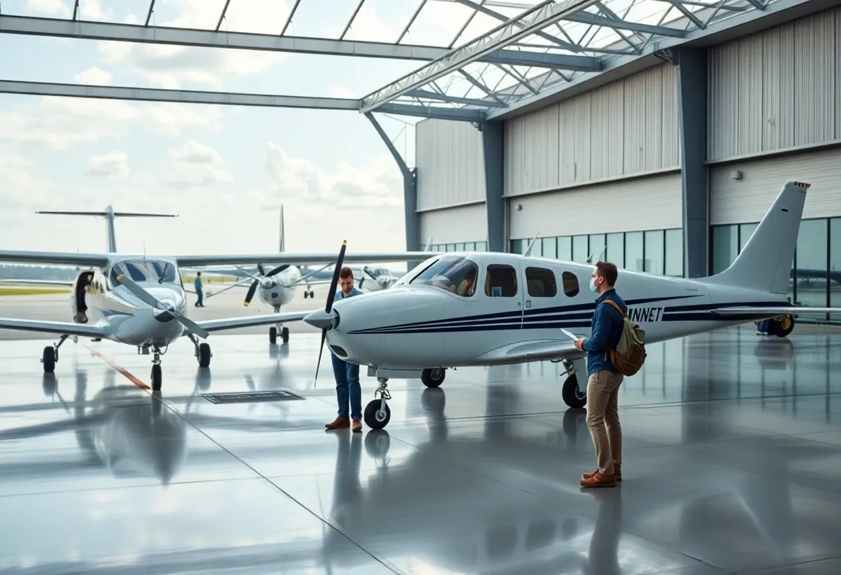 Students training for flight at Winthrop University's new aviation program