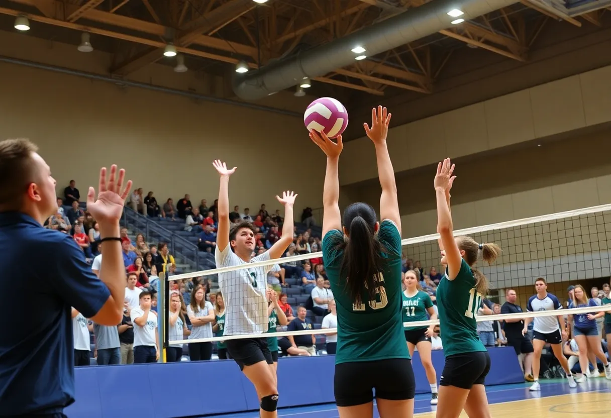 Winthrop University volleyball team in action during the tournament
