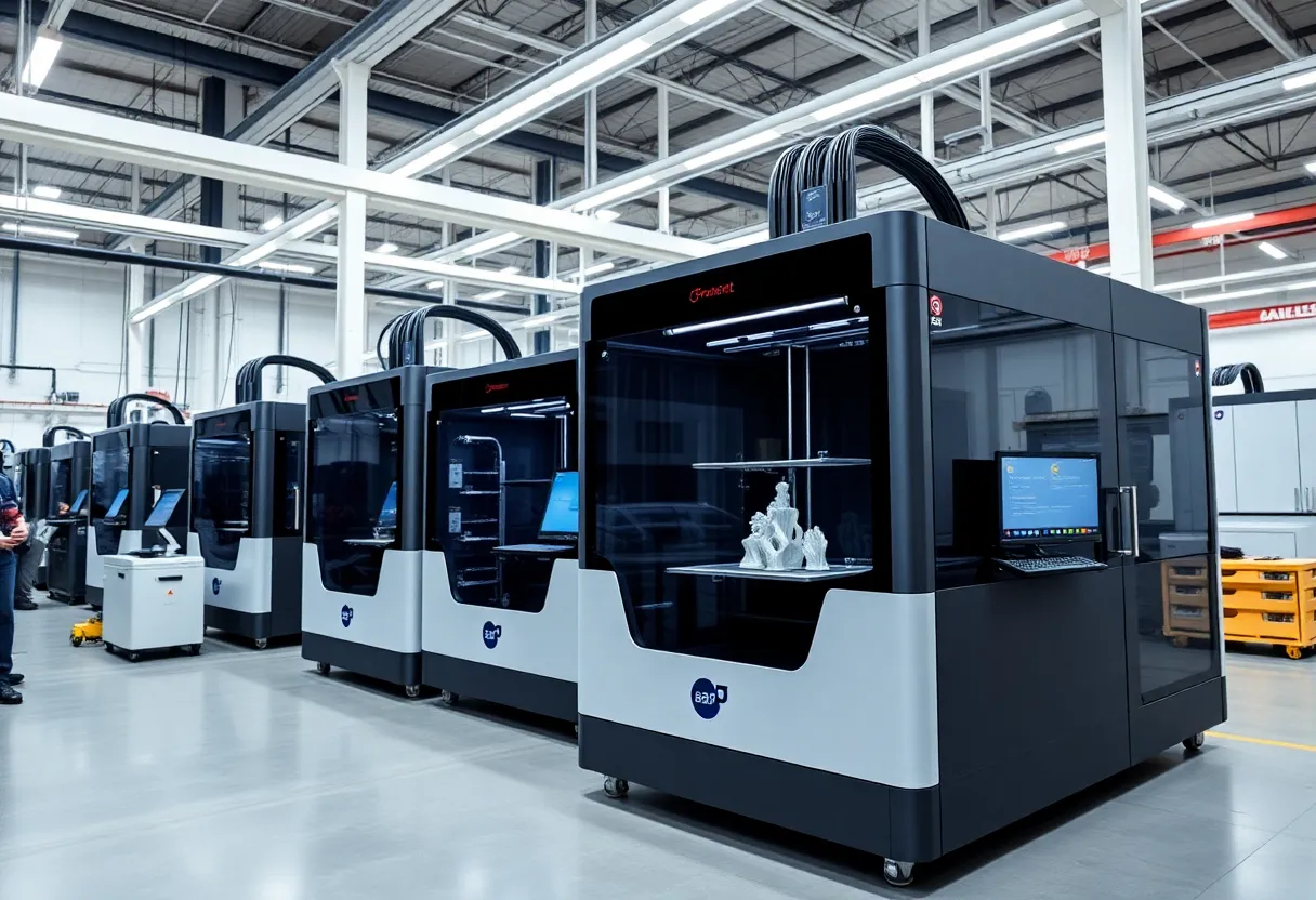 An advanced 3D printing facility representing innovation and financial growth.