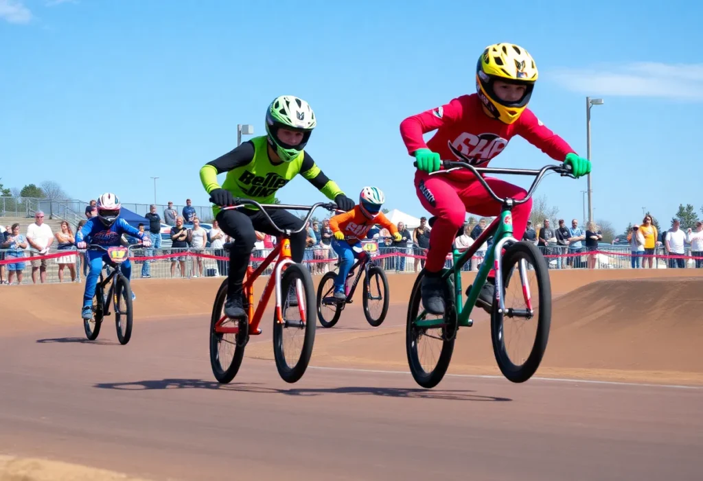BMX riders competing at the championship event in Rock Hill SC