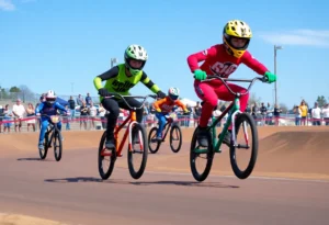 BMX riders competing at the championship event in Rock Hill SC