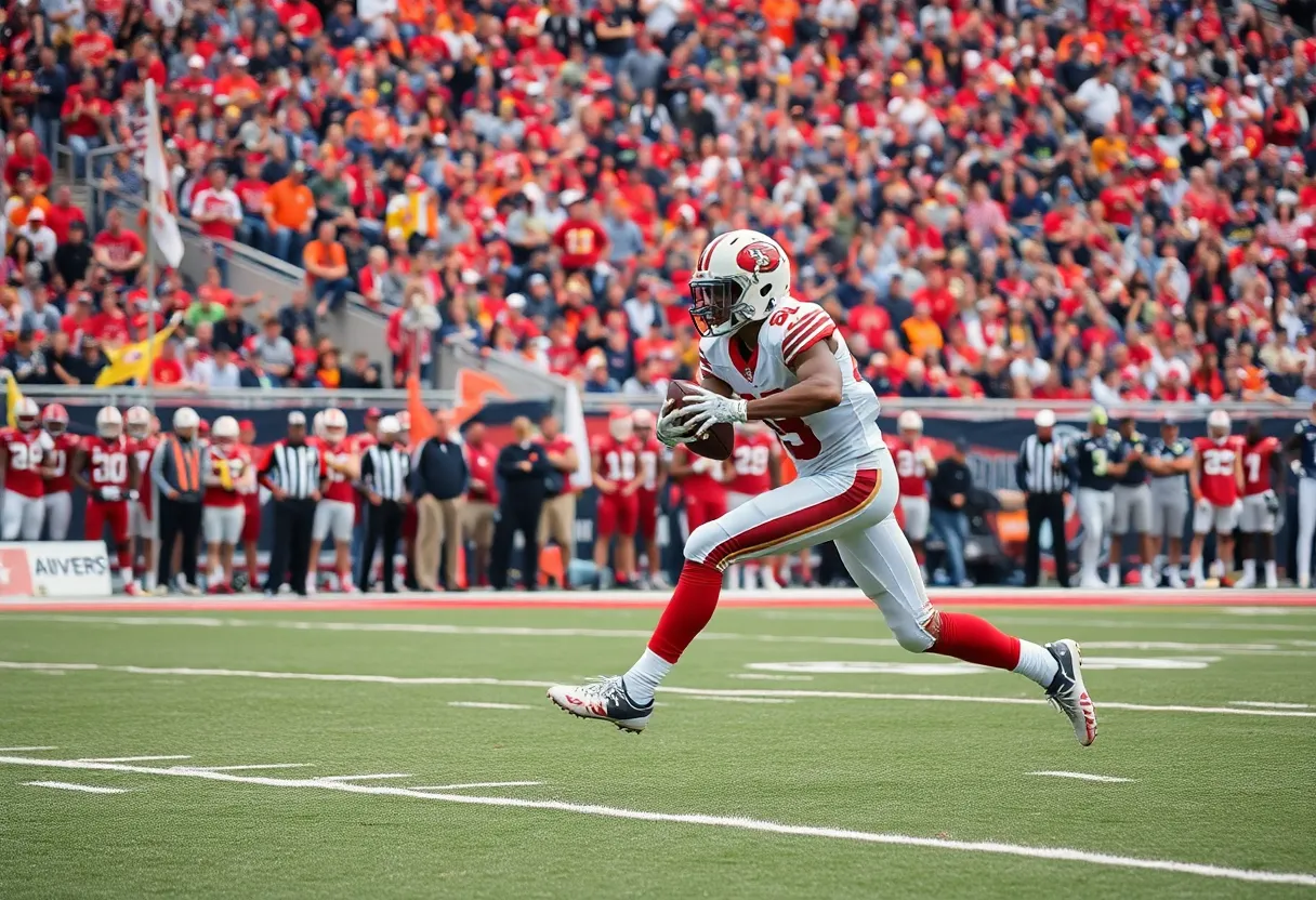 Cornerback playing football on field