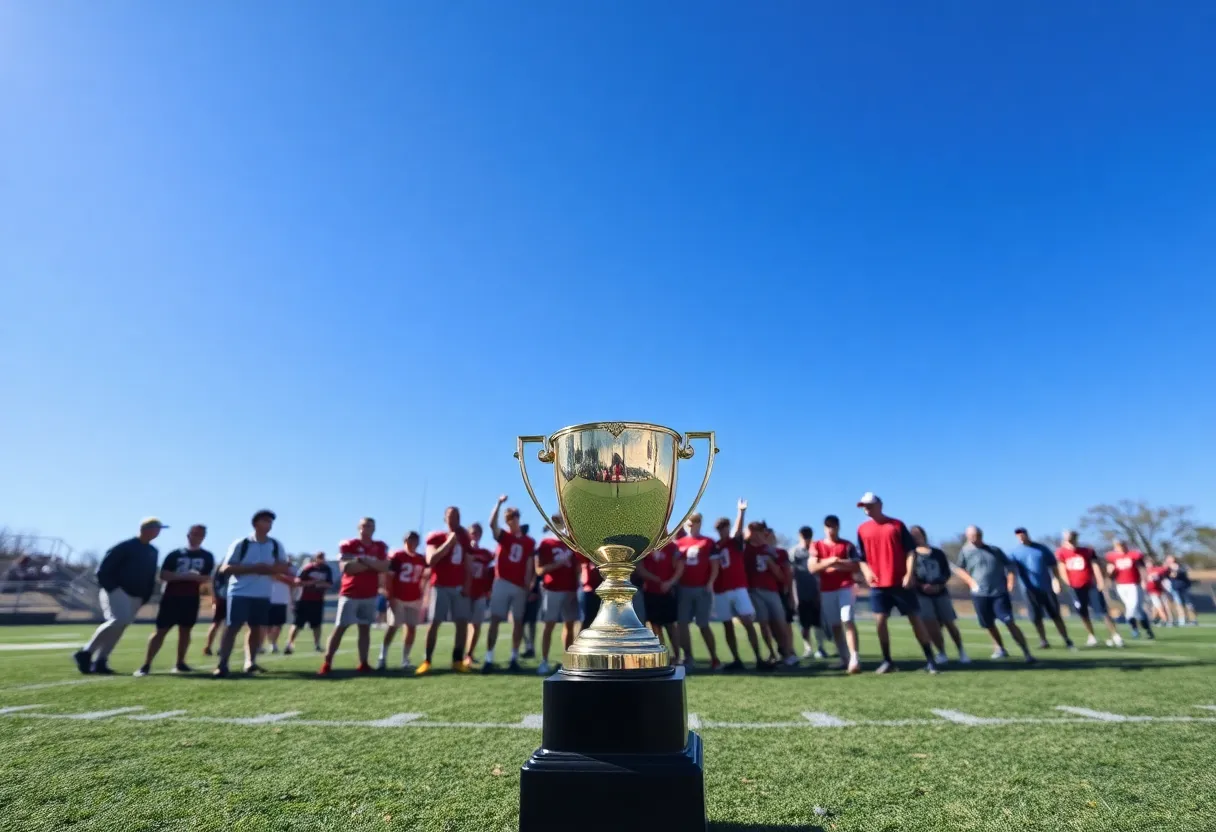 Students at Catawba College celebrating a football achievement