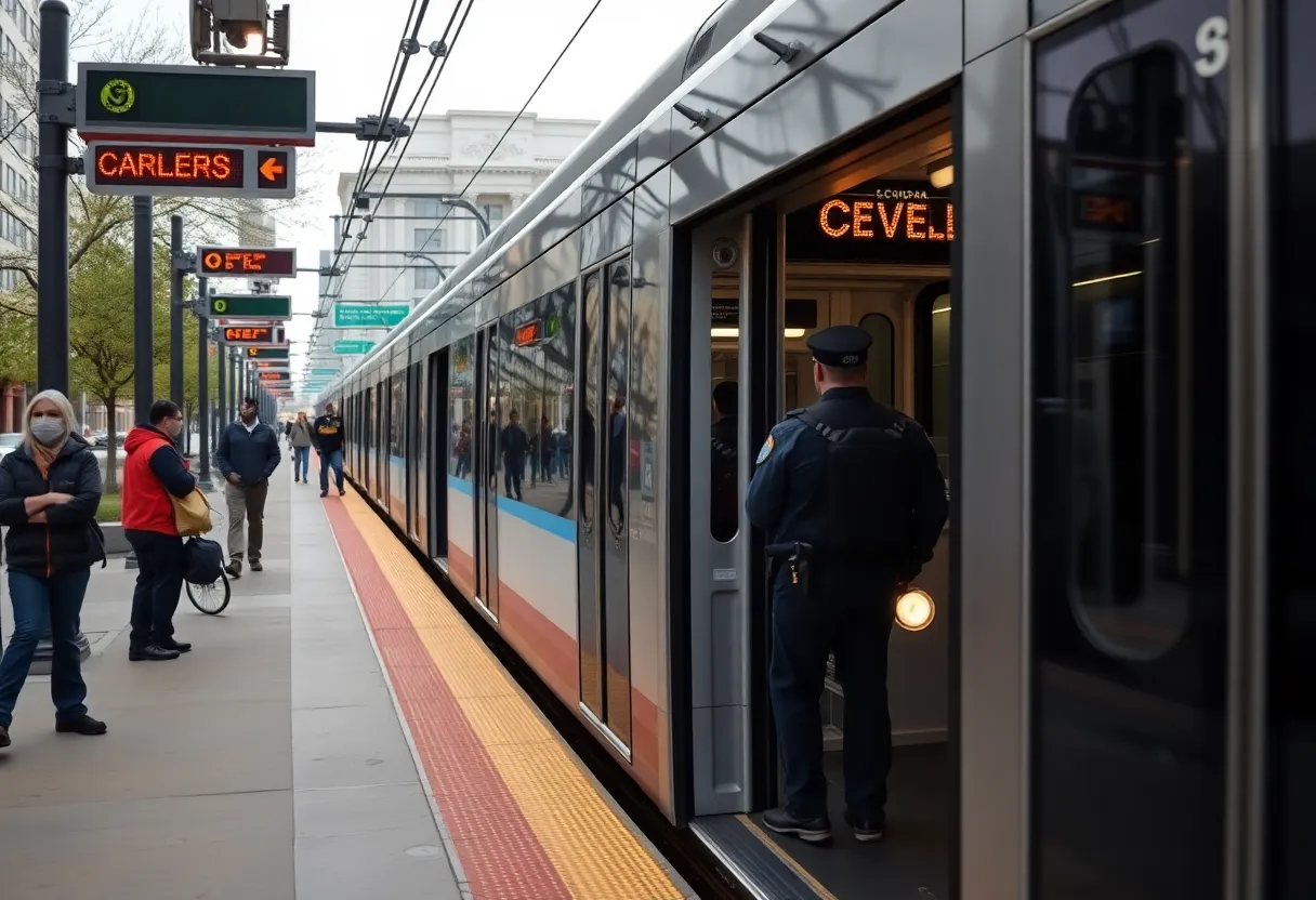 Charlotte light rail train showcasing enhanced safety features.