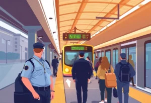 Enhanced security measures at a light rail station in Charlotte