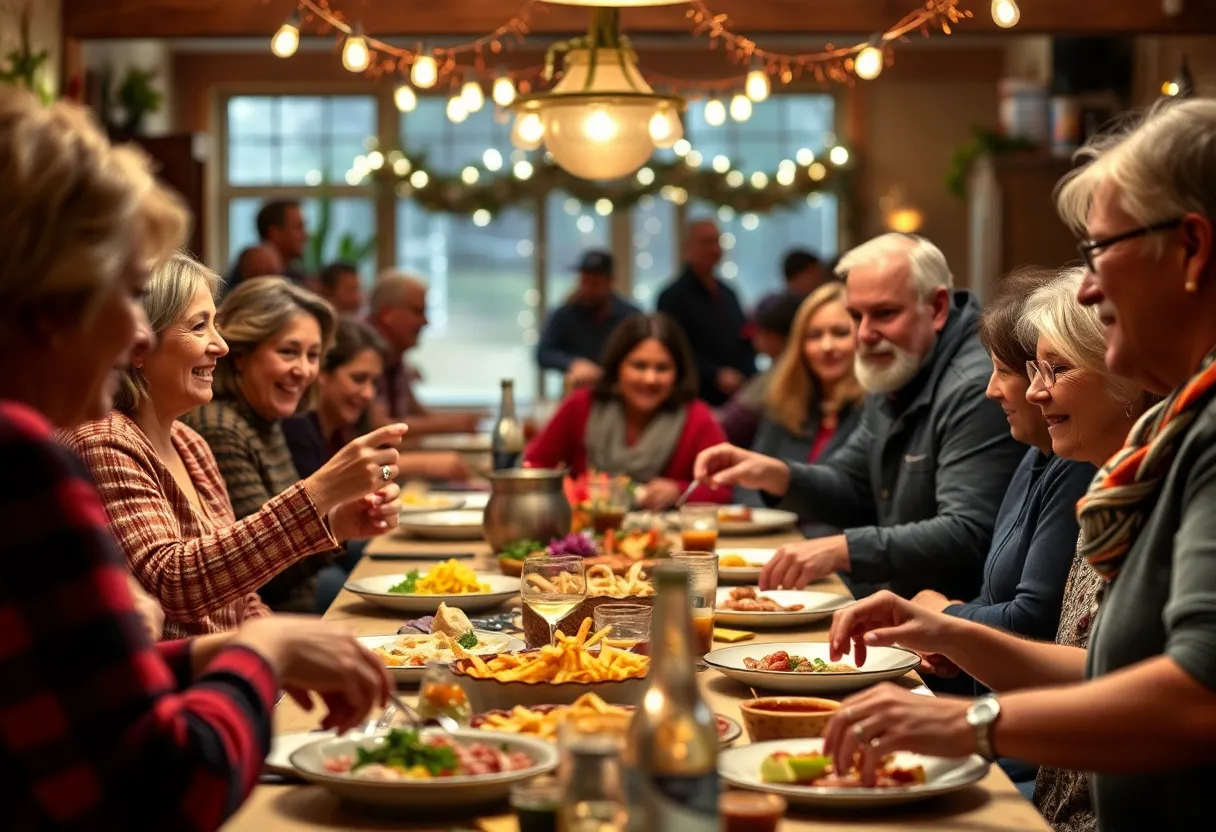 Community members enjoying a Christmas meal together in Rock Hill