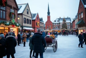 Festive winter scene from ChristmasVille in Rock Hill SC