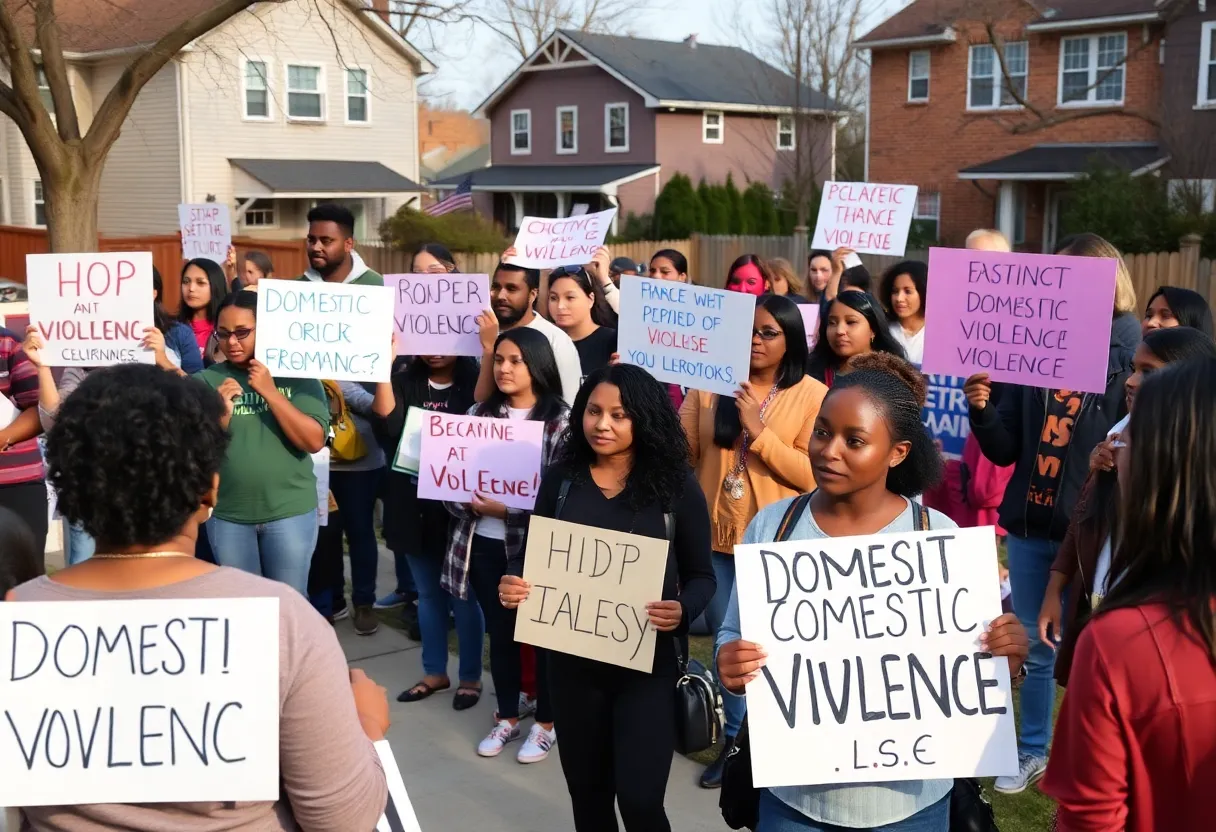 Community gathering supporting domestic violence awareness