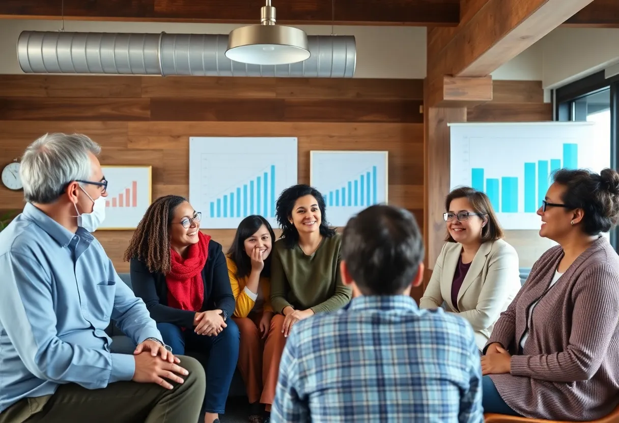 People discussing health care issues in a community setting