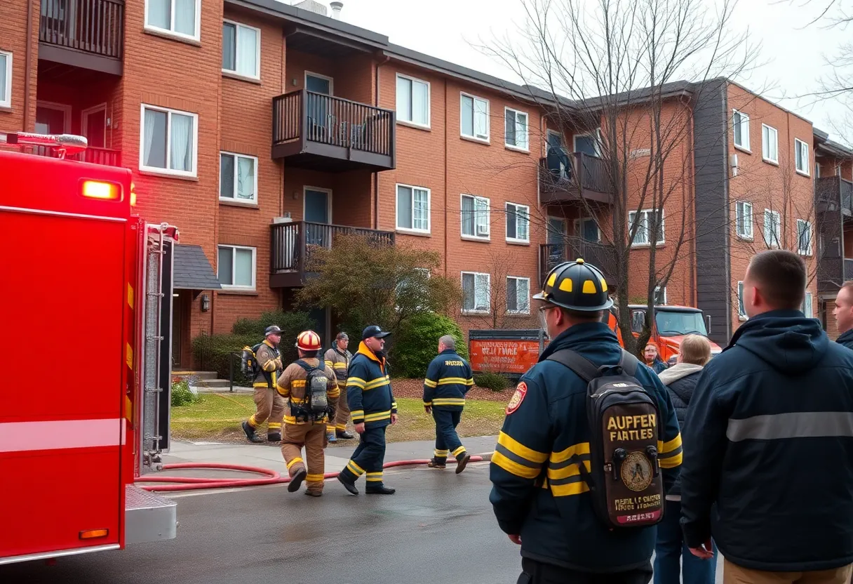 Emergency responders at Nova Central Apartments following accidental fire