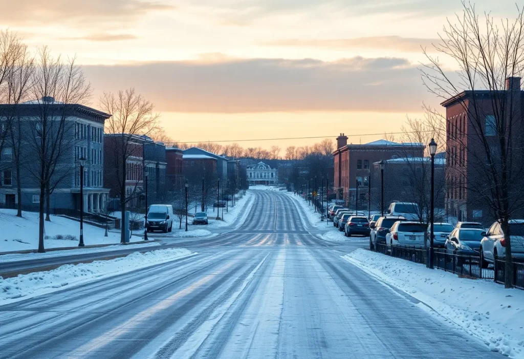 Snowy landscape in Rock Hill, SC during an extreme cold watch.