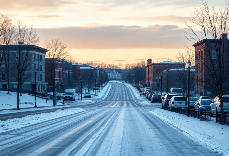 Snowy landscape in Rock Hill, SC during an extreme cold watch.
