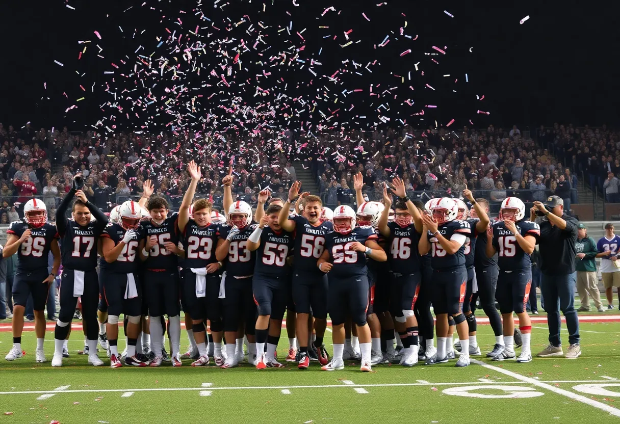 Folsom Bulldogs celebrating their state championship win.