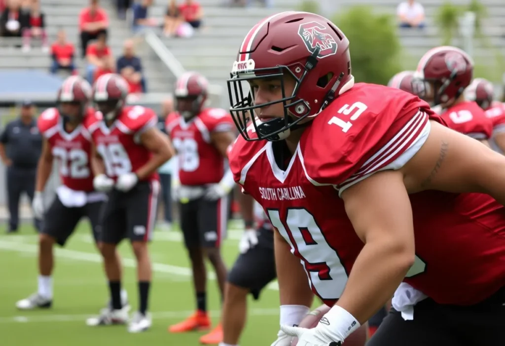 South Carolina Gamecocks football team during practice.