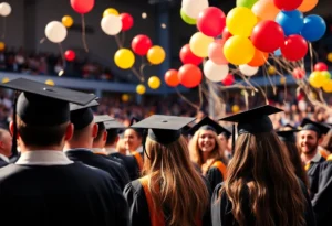Graduates celebrating at Grambling State University's commencement ceremony.