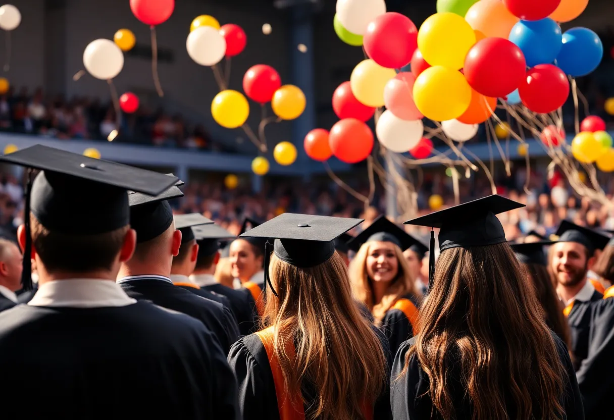 Graduates celebrating at Grambling State University's commencement ceremony.