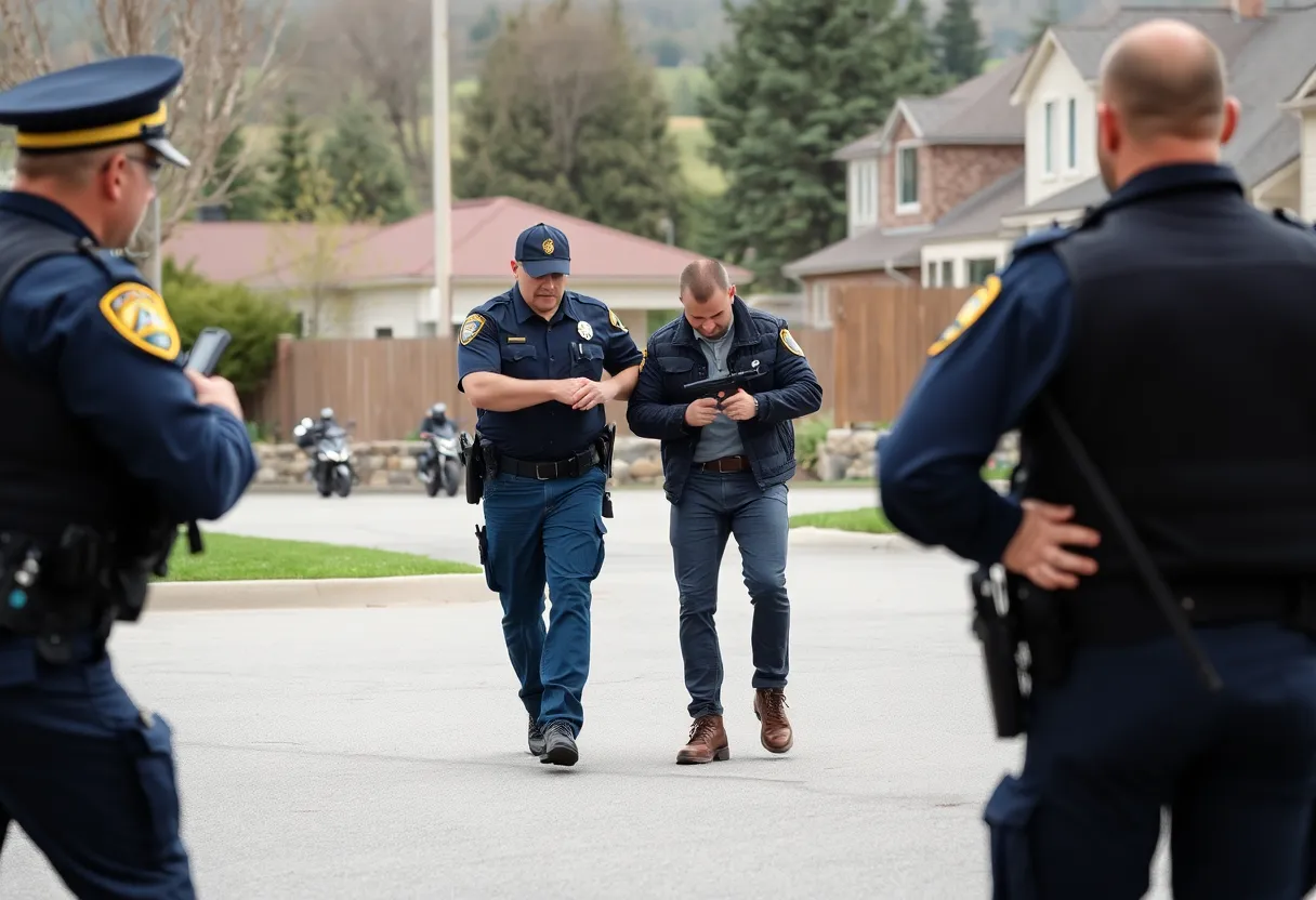 A police officer capturing an escaped inmate in York County, South Carolina.