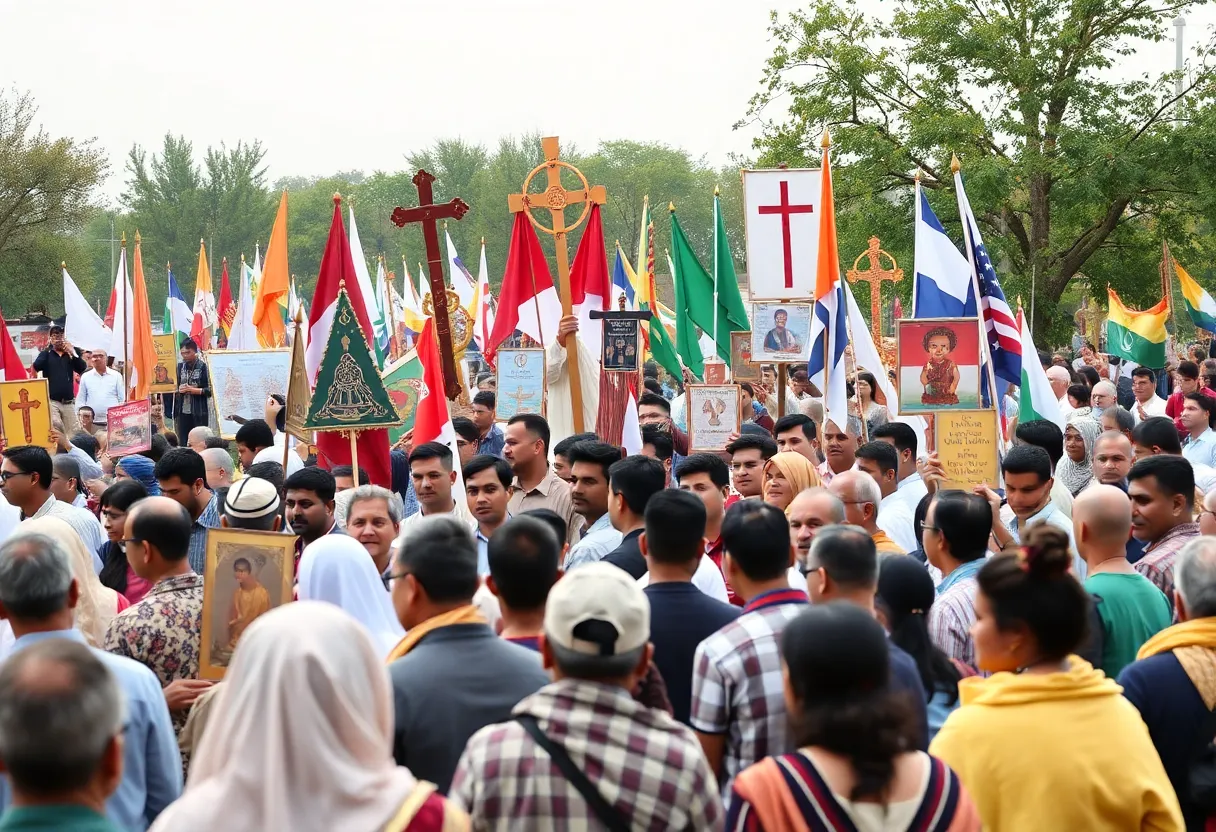 Diverse religious communities celebrating together for Interfaith Harmony Month