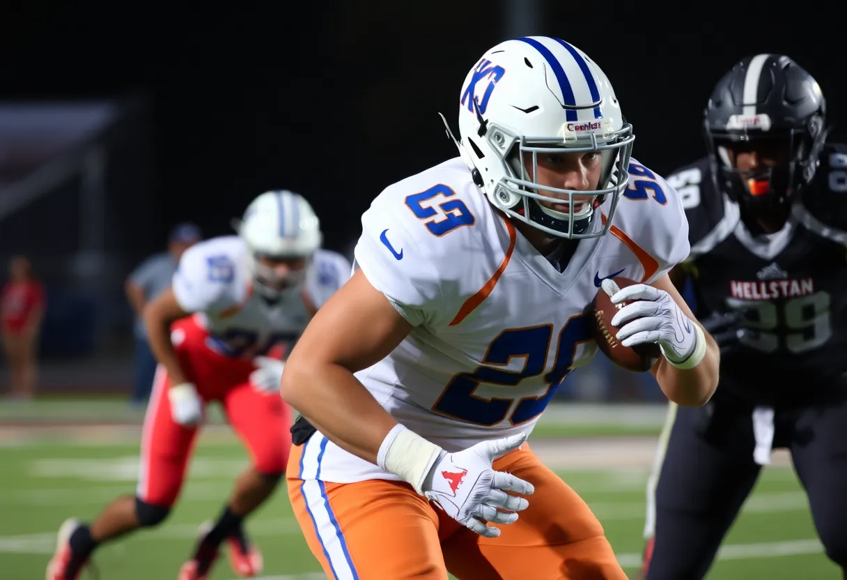 Julian Walker playing football in a high school game