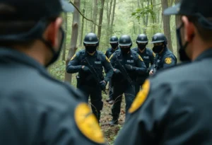 Law enforcement officers conducting a search operation