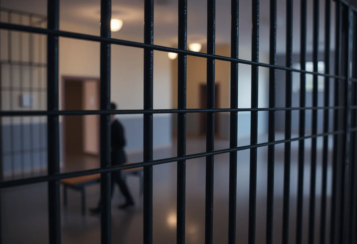 Exterior view of a maximum-security prison representing prison violence issues.