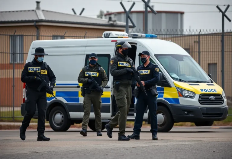 Law enforcement officers securing a correctional facility