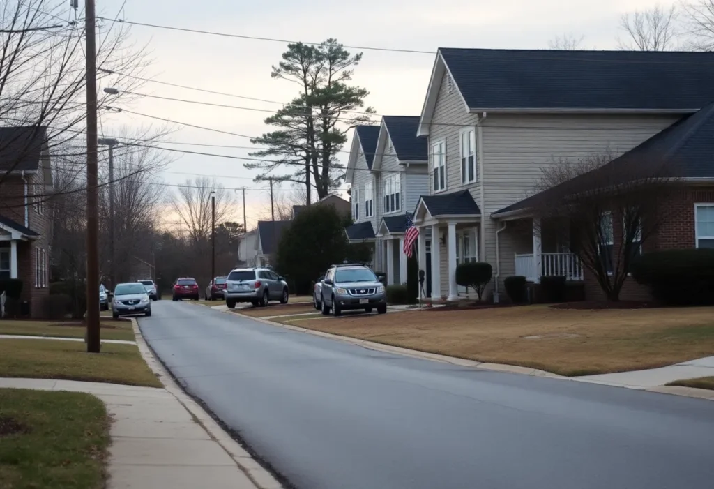Crime scene in a Rock Hill neighborhood after a robbery attempt.