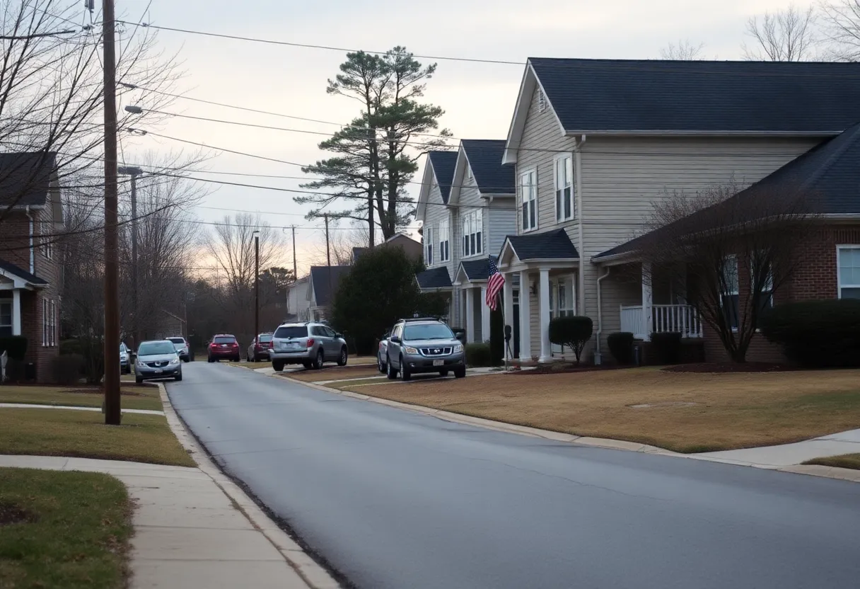 Crime scene in a Rock Hill neighborhood after a robbery attempt.