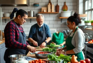 Participants in a culinary training program in Rock Hill learning cooking skills