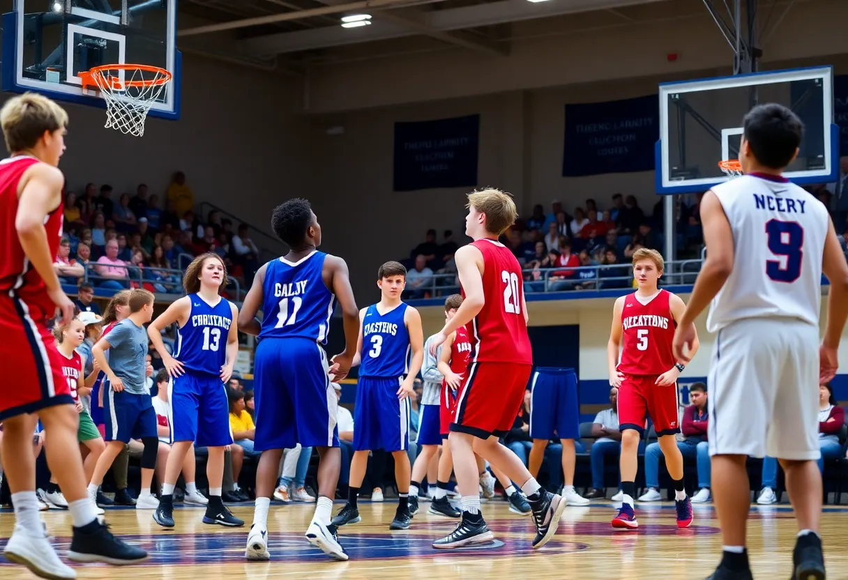 Rock Hill Redmen playing against Bluffton Bobcats in a high school basketball game