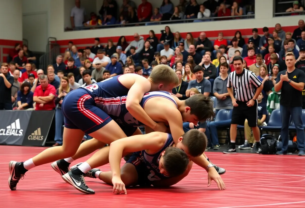 High school wrestling match at Rock Hill