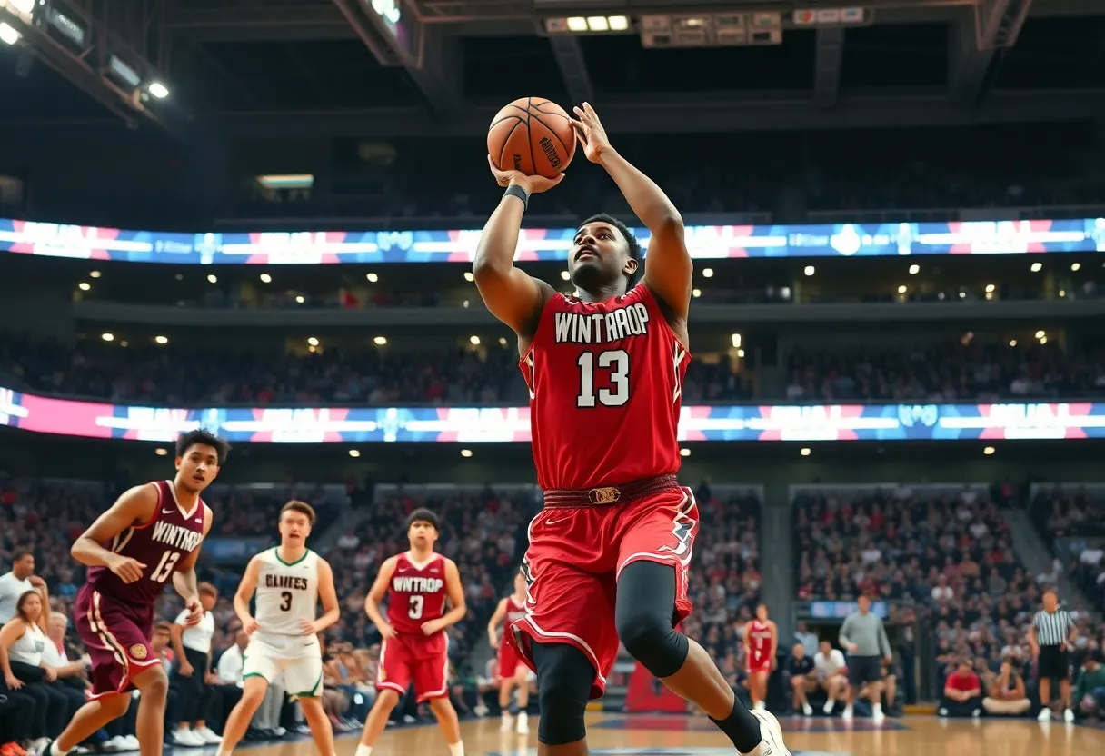 Winthrop Eagles playing against Toccoa Falls in basketball match