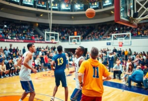 Winthrop Eagles basketball team in action during a game