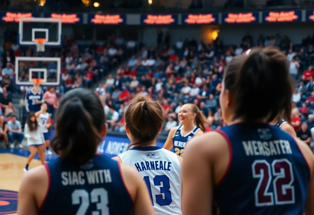 Winthrop women's basketball players competing against Tennessee.