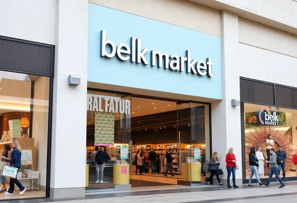 Exterior view of Belk Market store with welcoming design