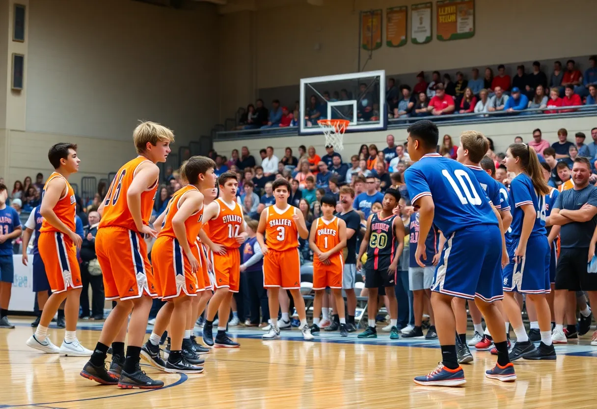 Catawba Ridge Copperheads basketball team playing against Rock Hill Bearcats