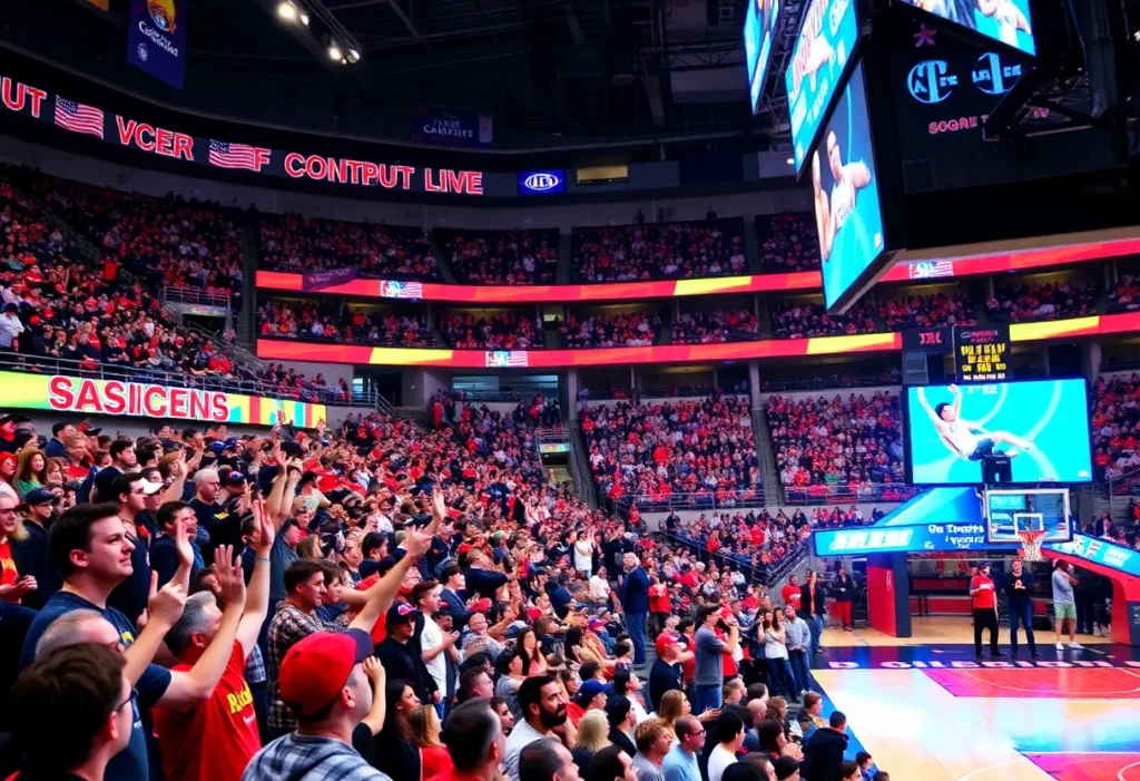 Fans cheering at a basketball game in Charlotte